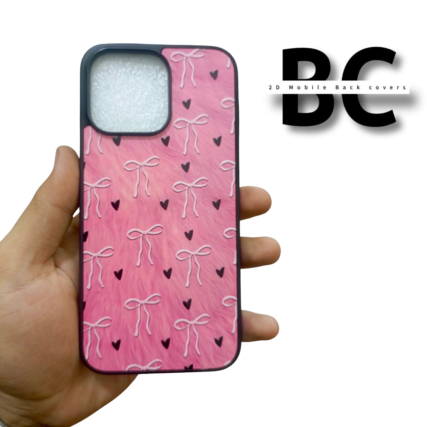 Oppo Pink Bows On Pink Feather With Black Heart Case