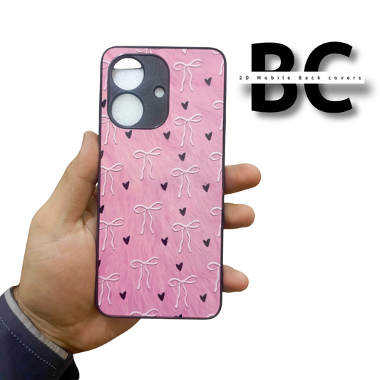 Vivo Pink Bows On Pink Feather With Black Heart Case