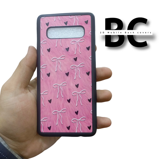 Samsung Galaxy Pink Bows On Pink Feather With Black Heart Case