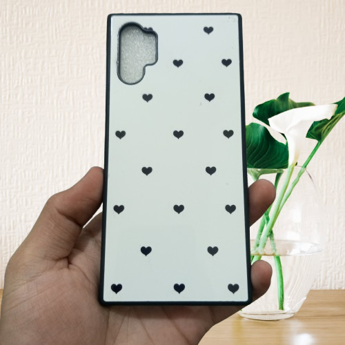 Samsung Galaxy Note 10 Plus Covers | Black Hearts On White Cases