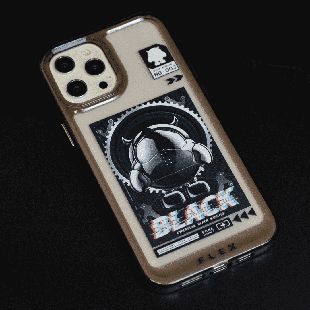 Iphone Cases | Classic Clear Acrylic Cases | Black Cyberpunk Warrior Case