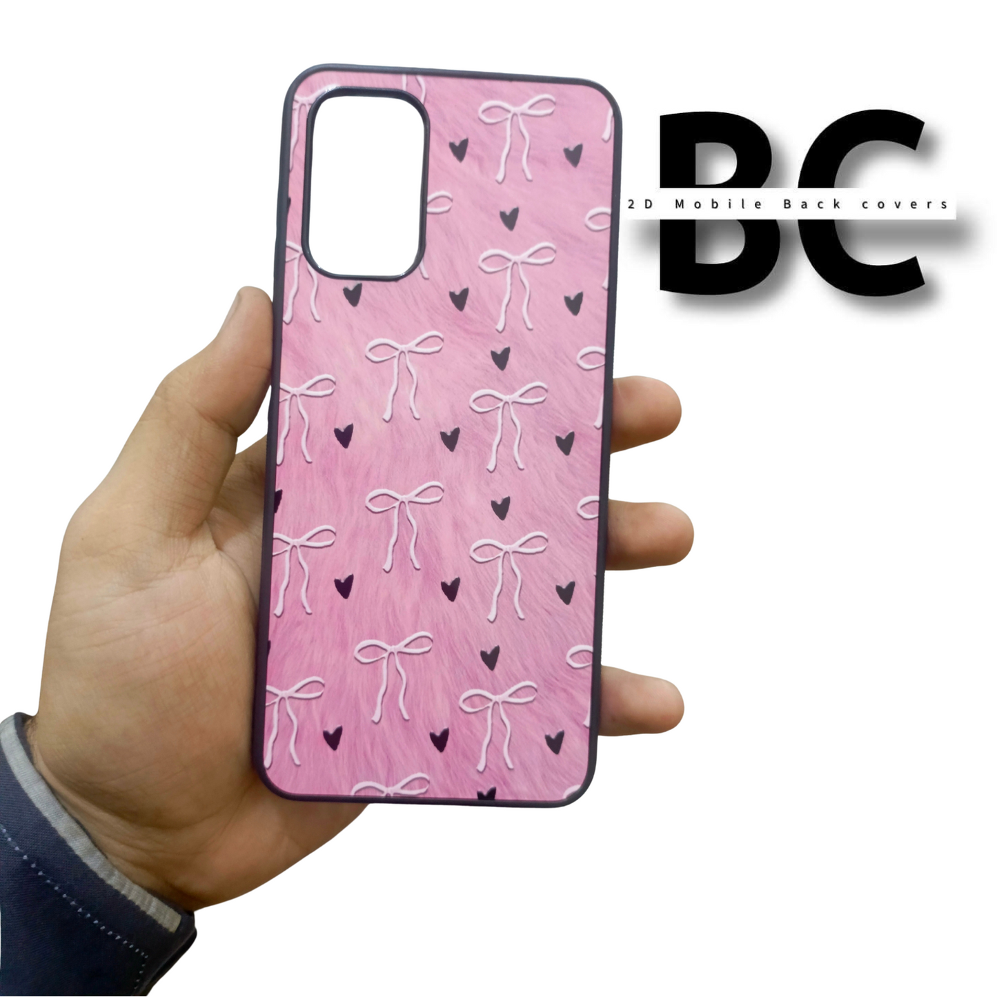 Oppo Pink Bows On Pink Feather With Black Heart Case